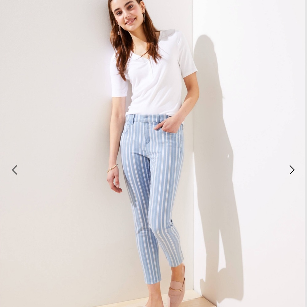 LOFT Petite Striped Skinny Crop Jeans
